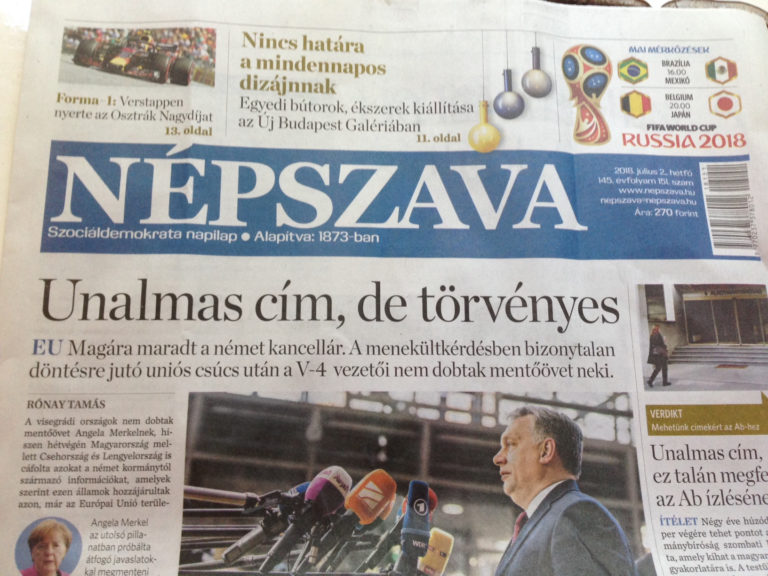„Unalmas” címlappal tiltakozik a Népszava